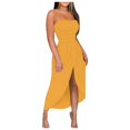 thumbnail image 1 of JIRNDf Robes de Printemps pour Femmes 2025 Tendance Plage Débardeur Sans Manches Ample Col Rond Robe Bohème Femme Ligne A Jaune P, 1 of 5