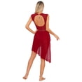 thumbnail image 4 of RUNQHUI Robe de Danse Lyrique pour Femmes Robe de Patinage Artistique Sans Manches en Mousseline Fluide Justaucorps-Robe Asymétrique Bourgogne TG, 4 of 7