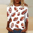 thumbnail image 2 of QATAINLAV Hauts pour Femmes à Manches 3/4 Décontractés Blouse à Col Rond Jour de Match T-Shirts Graphiques de Football Chemises Coupe Ample Chandail à Manches Trois Quarts Multicolore G, 2 of 6