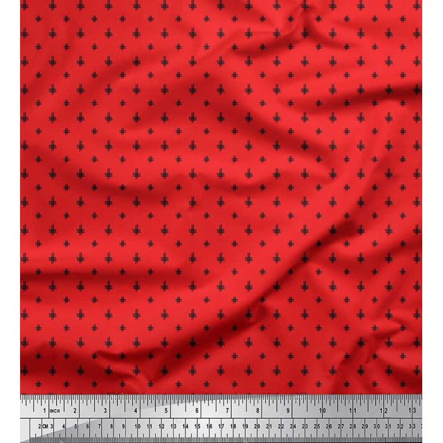 Soimoi Georgette Viscose Fabric Hash Sign Geometric Decor Fabric Printed Yard 42 Inch Wide