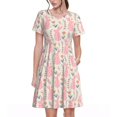 thumbnail image 1 of Bixox Women's Short Sleeve Summer Dress Loose Swing Knee Length Dresses with Pockets-Rabbit, 1 of 7