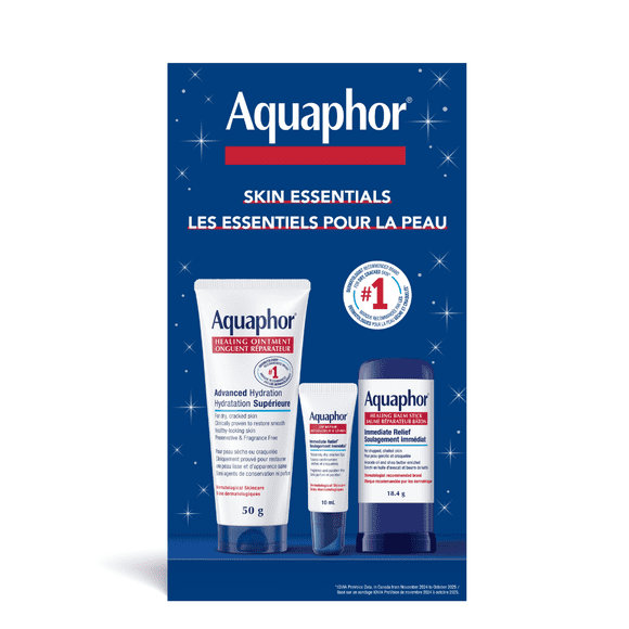 Aquaphor Skin Essentials 3-Piece Gift Set, Healing Ointment, Lip Balm and Balm Stick