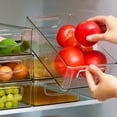 thumbnail image 2 of Stackable Plastic Food Storage Bins - Refrigerator Organizer With Handles For Pantry  Fridge  Freezer  Kitchen  Countertops  Cabinets - Clear Can Organizer, 2 of 6
