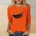 thumbnail image 2 of Dadaria Matters Tee Femme Chemise Orange Manches 3/4 T-Shirt Col Rond Hauts Été Chandail Blouses m, 2 of 4