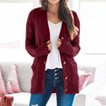 thumbnail image 1 of Pull Hiver Cardigan Manches Longues Boutonnage Ouvert sur le devant avec Poche, 1 of 5