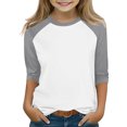 thumbnail image 2 of Économies d'Automne! HVOBTTY T-shirt Décontracté à Manches 3/4 pour Tout-Petit, Garçons Filles Orange Festival Mode Décontractée Haut à Manches 3/4 Col Rond Ensemble pour 3-14 Ans Gris, 11 Ans, 2 of 5