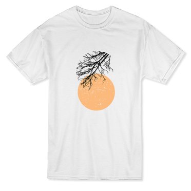 T-shirt Blanc pour Homme au Design de Branches d'Arbre Moonlight