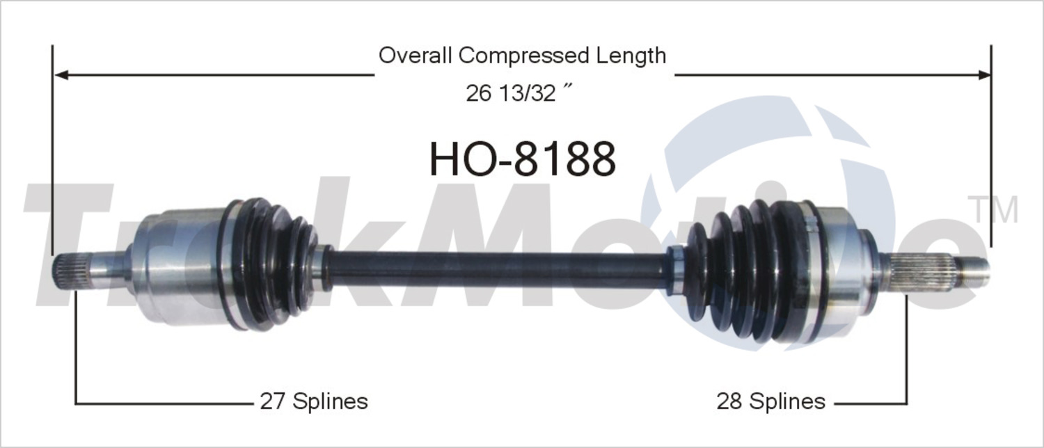 TrakMotive HO-8188 Arbre d'Axe de CV Remplacement OEM Premium