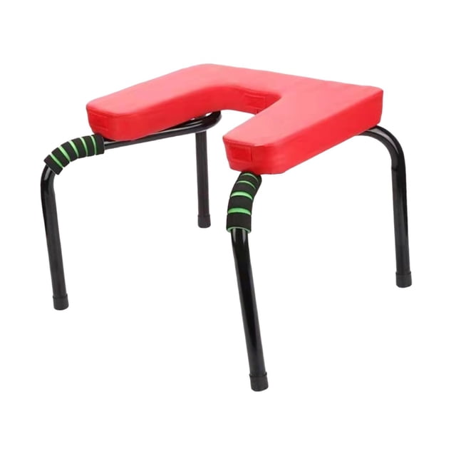 jinwen Yoga Headstand Bench Inversion Chair PU Pads Strong Steel Frame Core Strength Building Headstand Yoga Headstand Stool Red WITH Mat