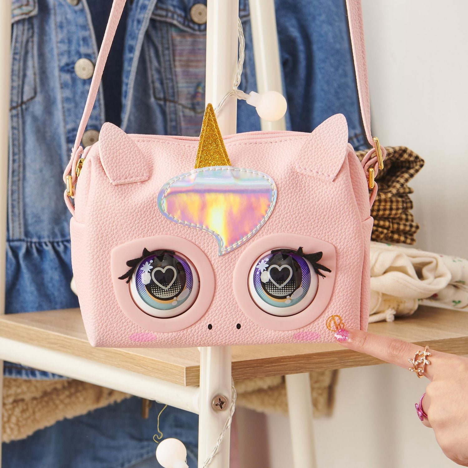 Purse Pets, Glamicorn Unicorn, Sac animal interactif avec plus de 25 effets sonores et réactions, jouets pour les filles à partir de 5 ans