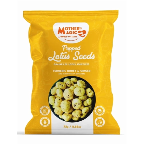 Mother's Magic Graines Soufflées - Saveur Miel, Curcuma et Gingembre 75 g
