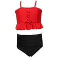 thumbnail image 4 of Gubotare Swimsuit for Kids for Girl Children Girls Swimwear Kids Ruffle Patchwork Strap Swimwear Watermelon Print Swimwear Swimdress Two-Pieces Bathing Suits Size 9-10 (Watermelon Red,9-10 Years), 4 of 9