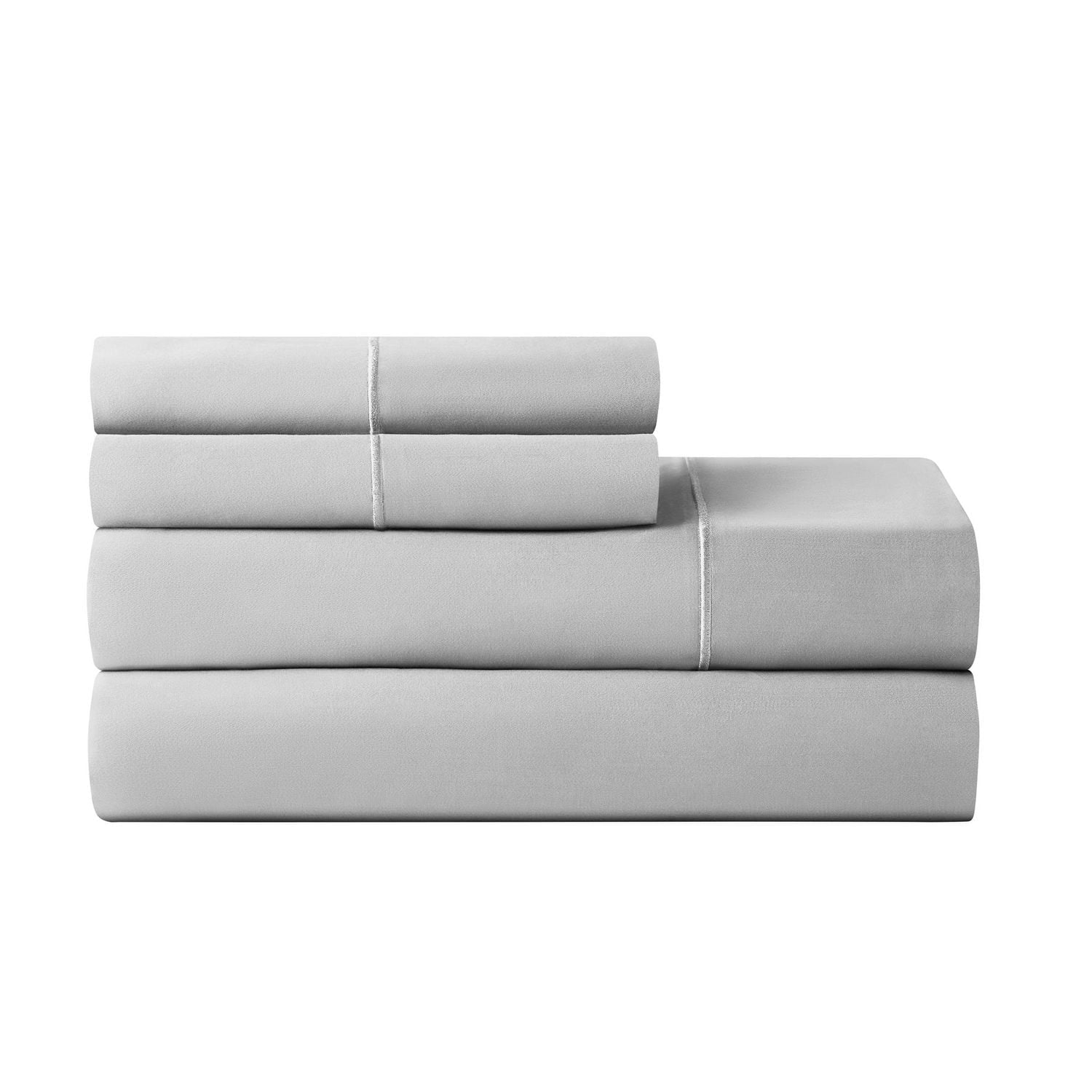 Ensemble de draps pour lit adulte en coton égyptien gris 600 contexture, 4 pièces, hotel style, grand lit - Poche profonde