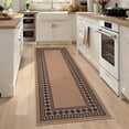 thumbnail image 4 of Garvee 2'x6' Modern Bordered Rug Solid Runner Rug, Geometric Washable Rugs Stain Resistant Low Pile Rug Non Slip Indoor Outdoor Carpet for Hallway Bedroom Home Office, Coffee, 4 of 8