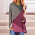 thumbnail image 2 of CEHVOM Blouse Décontractée Aguichant Mode Col Rond Imprimé Rayé Manches Longues pour Femmes Liquidation, 2 of 5