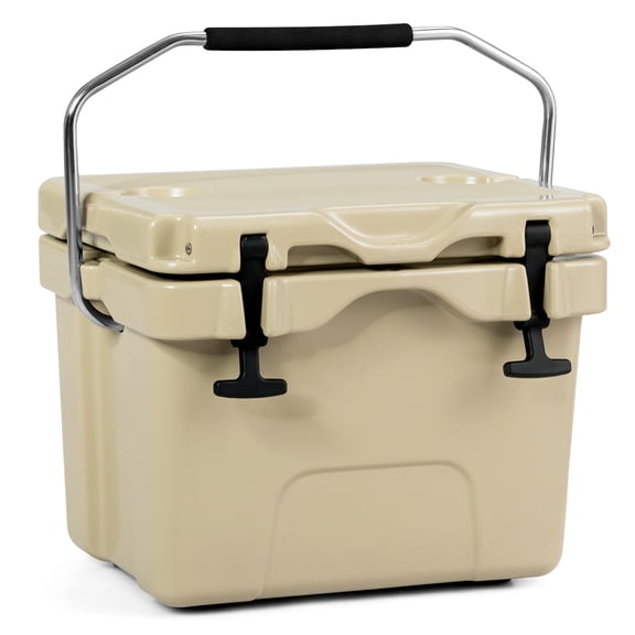 Costway Glacière de 16 Pintes Coffre à Glace Portable Étanche Boîte à Glace de 24 Canettes pour le Camping Kaki