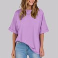 thumbnail image 2 of Yuyuzo Femmes d'Été Col Rond Demi-Manches Justaucorps Chemises Décontractées Couleur Unie T-Shirt Basiques, 2 of 7