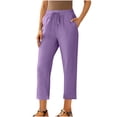 thumbnail image 1 of Yuyuzo Plus Size Cotton Linen Capri Pants for Women Drawstring High Waisted Summer Cropped Trousers, 1 of 7