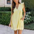 thumbnail image 2 of Ketyyh-chn99 Robes Femmes Fête Grande Taille Décontracté Plage Robe d'Été Décontractée Robes T-shirt Manches Longues Boho Robe de Plage Jaune,P, 2 of 5