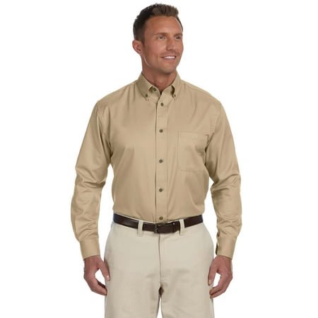 Harriton Chemise à Manches Longues en Sergé pour Hommes Easy blendTM avec Élimination des Taches