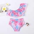 thumbnail image 3 of LSLJS Toddler Baby Girls Tie-Dye Ruffle Swimwear One Shoulder Bathing Suit Bikini Set, Baby Swimwear, 3 of 9