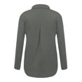 thumbnail image 4 of RXIRUCGD Chemise à Manches Longues en Coton et Lin pour Femme, Chemise à Col Rond Unie à la Mode, Chemise/chemise à Manches Longues à Col Rond pour Femme, Gris, Taille : M, 4 of 6