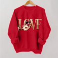 thumbnail image 1 of Styesk Chemises à Manches Longues pour Femmes Imprimé Cœur Hauts Confortables Doux Col Rond T-Shirts Chandail Mode Léger Chandail en Molleton Graphique de la Saint-Valentin Hauts Décontractés, 1 of 3