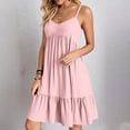 thumbnail image 2 of Kyusrd Robes d'Été à Bretelles pour Femmes 2025 Sans Manches à Col en V Mini Robe Chemise Décontractée Taille Haute Plissée Bohème à Volants Ligne A Robes d'Été, 2 of 9