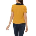 thumbnail image 3 of INSPIRE CHIC Blouse Chemise à Manches Courtes pour Femme de Bureau Travail Col Peter Pan Contrastant S Jaune, 3 of 6