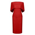 thumbnail image 4 of CEHVOM Women Off Shoulder Sleeveless Solid Color Zipper Prom Knee-Length Dress, 4 of 6