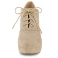 thumbnail image 3 of Unique Bargains Bottines à Lacets à Plateforme à Talon Épais pour Femme Beige US 9, 3 of 7