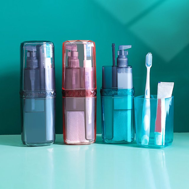 1 Set Toothbrush Holder Shock-proof Leak-proof Good Sealing Strong Loading Dustproof Transparent Visible Mouthwash Cup Travel Supply