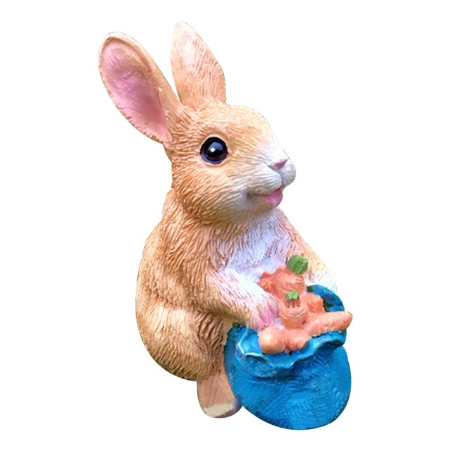 Rongfmy Creative Cute Rabbit Statue Ornament Animal Sculpture Artwork Resin Craft Easter 7.5cmx5cmx10cm