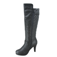 thumbnail image 3 of Bottes à Talons Hauts à Fermeture Éclair à Bout Rond Décontractées pour Femmes Dames (Gris, 6.5), 3 of 5