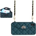 thumbnail image 1 of Wallet Case Compatible with iPhone, Pretty Luxury Bag Design, Purse Flip Card Pouch Cover Soft Silicone Case with Hand Holder Long Shoulder Strap(Dark Green,iPhone 11 Pro), 1 of 7