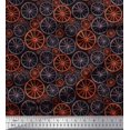 thumbnail image 1 of Soimoi Tissu Crêpe polyester Noir Roue Ethnique Imprimé 1 Yard 42 Pouces de Large, 1 of 3