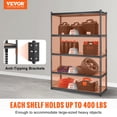 thumbnail image 2 of VEVOR Storage Shelving Unit, 5-Tier Adjustable, 2000 lbs Capacity, Heavy Duty Garage Shelves Metal Organizer Utility Rack, Black, 48" L x 18" W x 72" H for Kitchen Pantry Basement Bathroom Laundry, 2 of 9