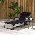 thumbnail image 2 of Outsunny Folding Chaise Lounge, Padded Reclining Tanning Chair, Black, 2 of 10