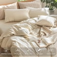 thumbnail image 4 of Bedding Duvet Cover Set Washed Cotton Linen Like Textu Breathable Durable Soft Comfy (Tannish Linen Grey Queen), 4 of 9