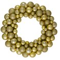 thumbnail image 1 of Northlight 3-Finish Shatterproof Ball Christmas Wreath - 24" - Vegas Gold - Unlit, 1 of 4