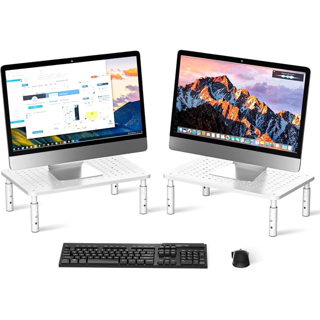 Support Surélevé pour Moniteur, Hauteur Réglable, Support de Moniteur de Bureau pour Ordinateur Portable, Imprimante, Cahier avec Plateforme en Métal Ventilée XMM s