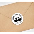 thumbnail image 3 of Darling Souvenir Round 45 Pcs Loving Swans Save The Date Stickers Personalized Bride Groom Names And Date Envelope Seals - White, 3 of 4