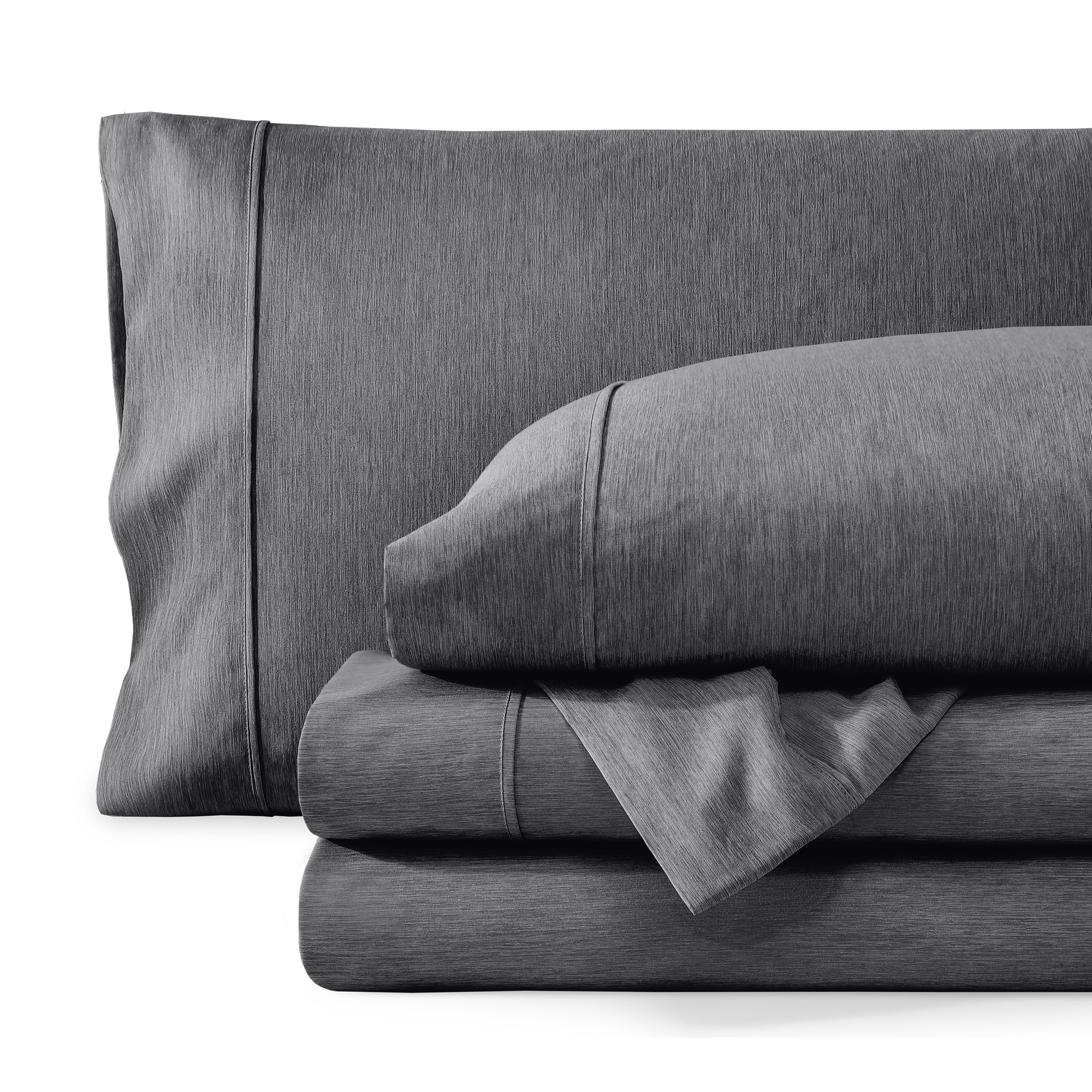 Bare Home Premium 1800 Collection Ensemble de Draps 4 Pcs, Très Grand, Gris Chiné