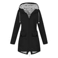 thumbnail image 2 of Women Solid Rain Jacket Outdoor Plus Size Waterproof Hooded Windproof Loose Coat, 2 of 6