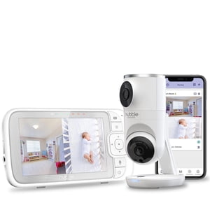 Hubble Connected Nursery Pal Dual Vision, Smart HD Dual Camera Baby Monitor with Motion Tracking & Sleep Routine Management + 5" 720 HD Parent Unit - White