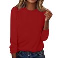 thumbnail image 1 of AherBiu Womens Long Sleeve Tops Crewneck Basic Layer Top Tee Tshirts Solid Color Dailywear, 1 of 4