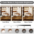 thumbnail image 3 of Bingirl Vanity Desk with Mirror and LED Lights, Makeup Vanity with Power Outlet, 3 Colors Light, Makeup Table with 5 Drawers & Open Shelves for Bedroom, 3 of 5