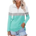 thumbnail image 1 of Plebaso Chemises à Manches Longues pour Femmes à Blocs de Couleur Quart Zip Hauts Décontractés Col Pull Blouses pour Femmes, 1 of 7