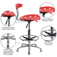 thumbnail image 2 of Vibrant Cherry Tomato and Chrome Drafting Stool with Tractor Seat, 2 of 9