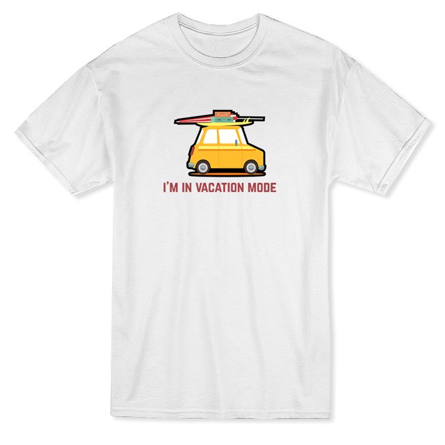 Vacation Stuff Car Graphic "I'm In Vacation Mode" Quote Men's White T-shirt